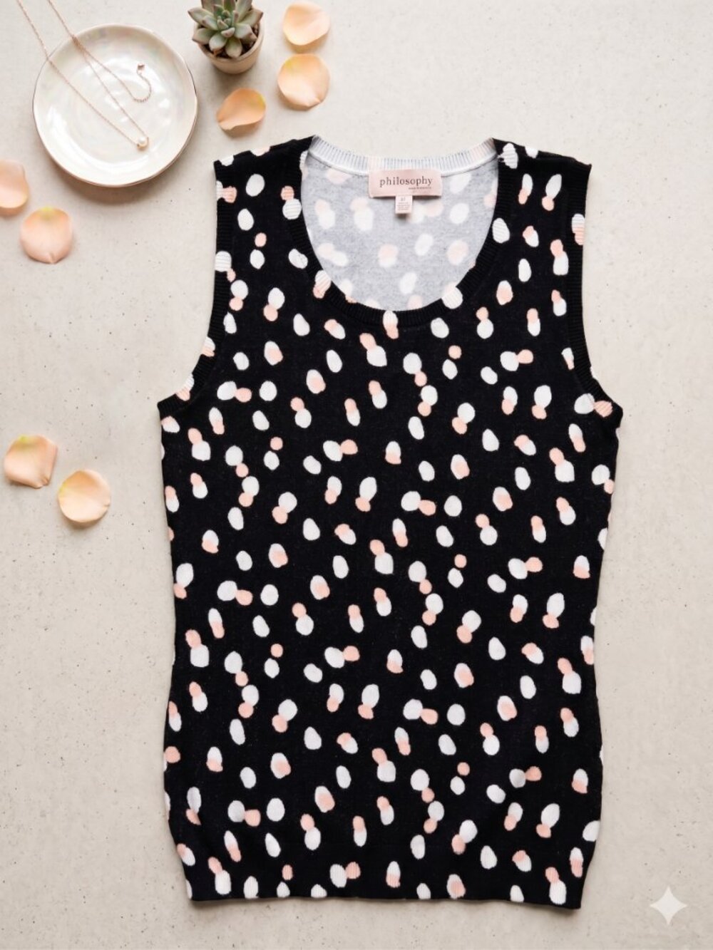 Philosophy Black Dot-Print Knit Tank